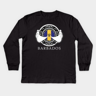 Manta Ray Flag of Barbados Kids Long Sleeve T-Shirt